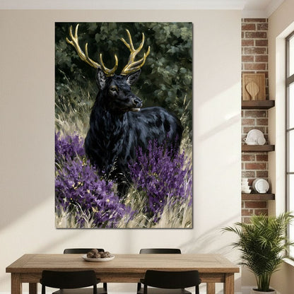 Black Deer Of Wild Fields Canvas Wall Art