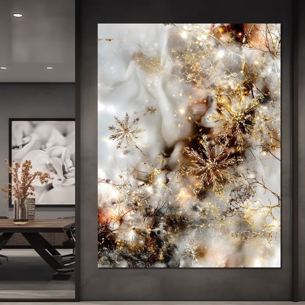 Golden Snowflake Reverie Canvas Wall Art