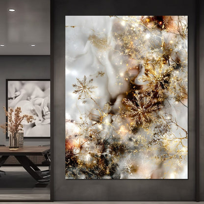 Golden Snowflake Reverie Canvas Wall Art