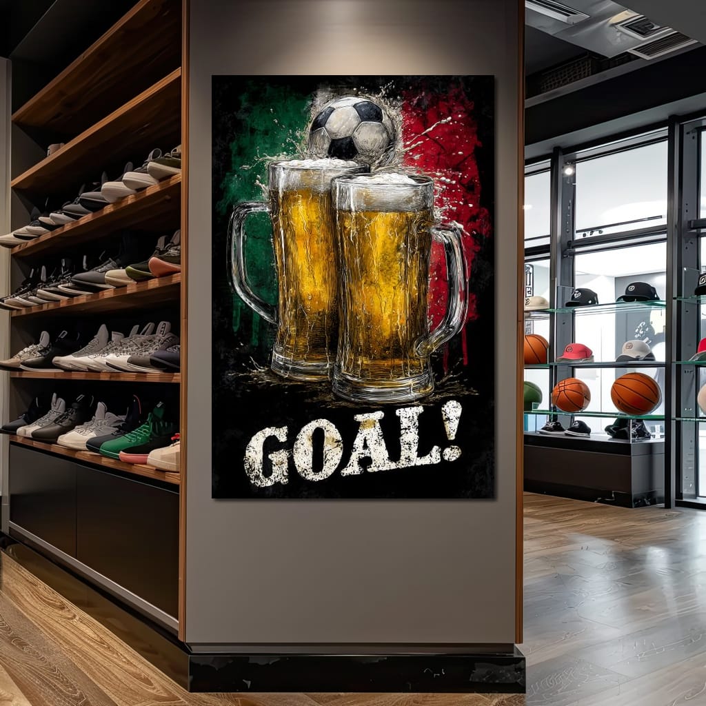 Italian Football Beer Goal Canvas Wall Art