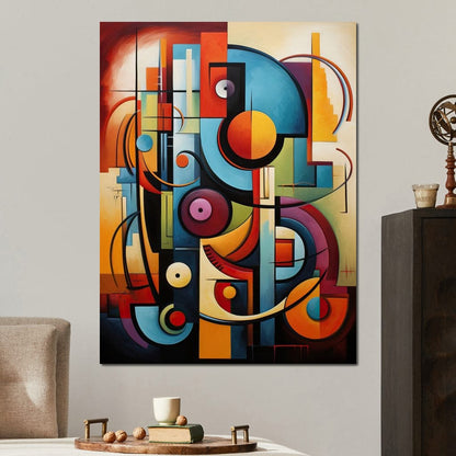 Mosaic of Colorful Cubism Canvas Wall Art