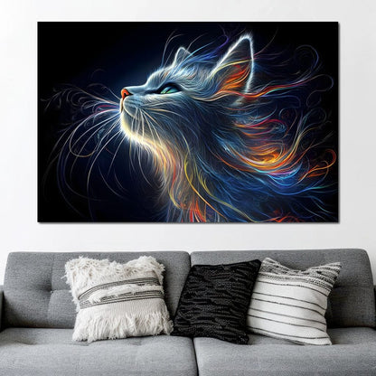 Celestial Feline Illuminations Canvas Wall Art