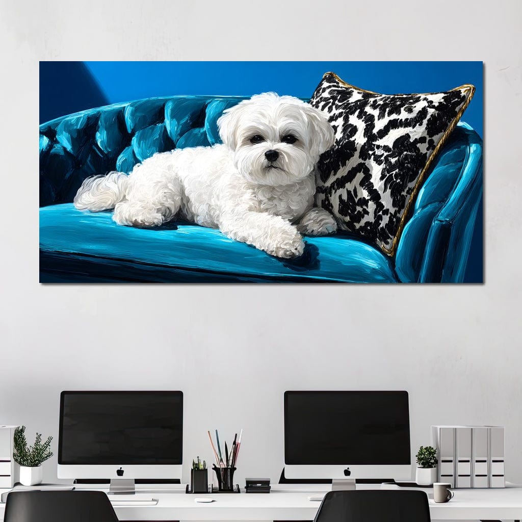 Plush Paws on Teal Dreams Canvas Wall Art