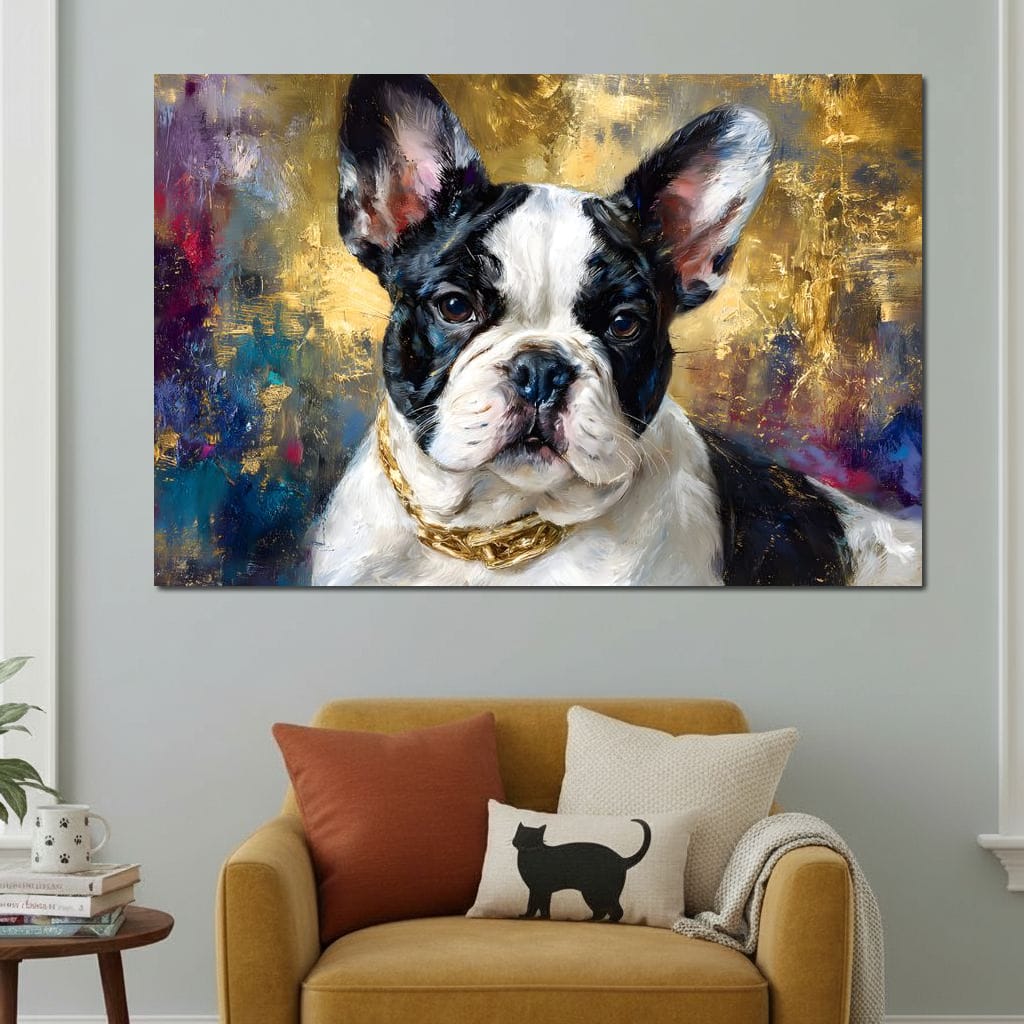 Golden French Bulldog Portrait Canvas Wall Art