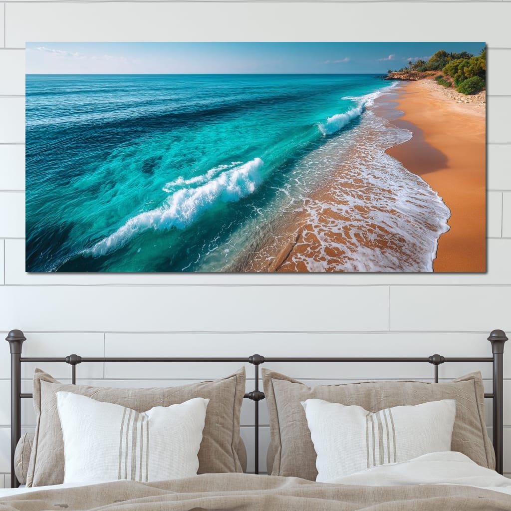 Tropical Coastline Wave Wash Canvas Wall Art