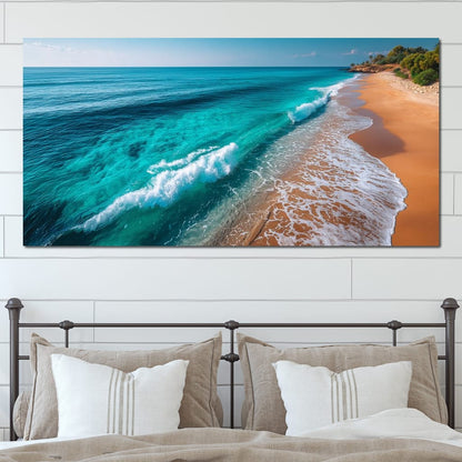 Tropical Coastline Wave Wash Canvas Wall Art