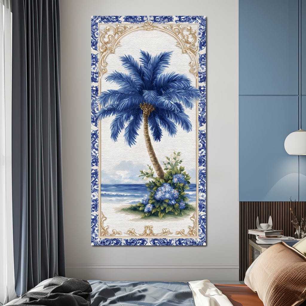 Coastal Blue Palm Reverie Canvas Wall Art