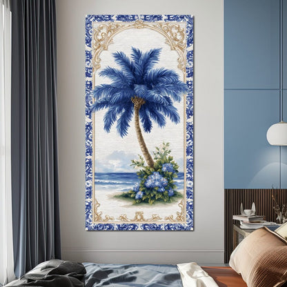 Coastal Blue Palm Reverie Canvas Wall Art