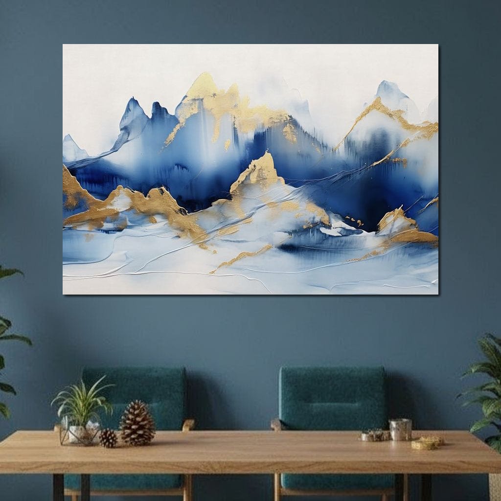 Golden Sapphire Alpine Peaks Canvas Wall Art