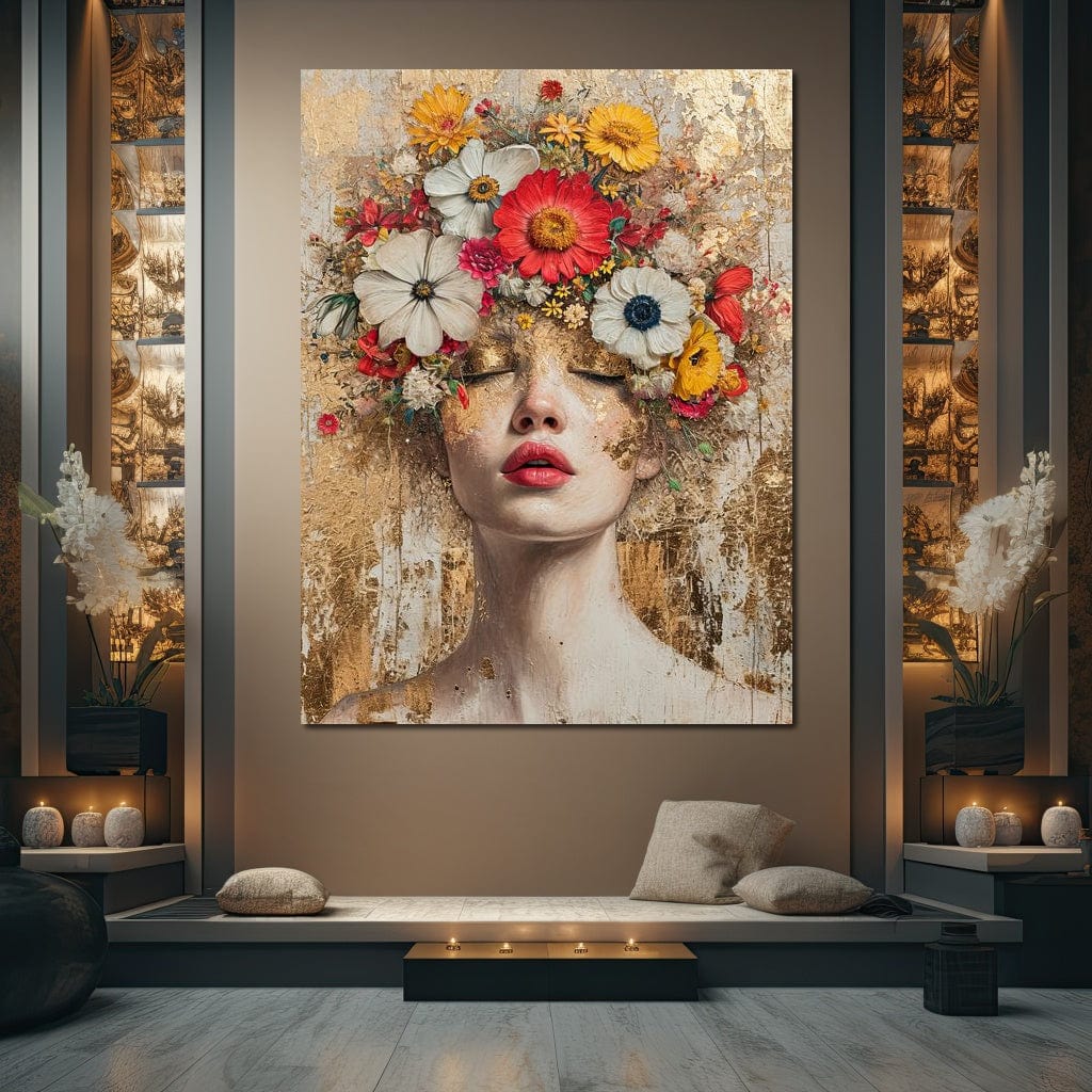 Golden Petal Dreams Canvas Wall Art