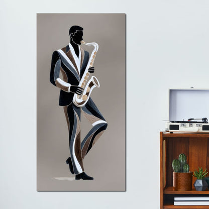 Midnight Jazz Sax Player Elegance Canvas Wall Art