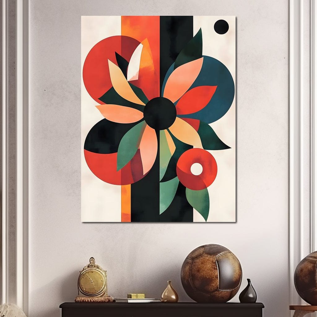 Abstract Floral Geometric Burst Canvas Wall Art