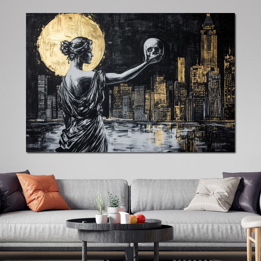 Golden Reflection Over the City Canvas Wall Art