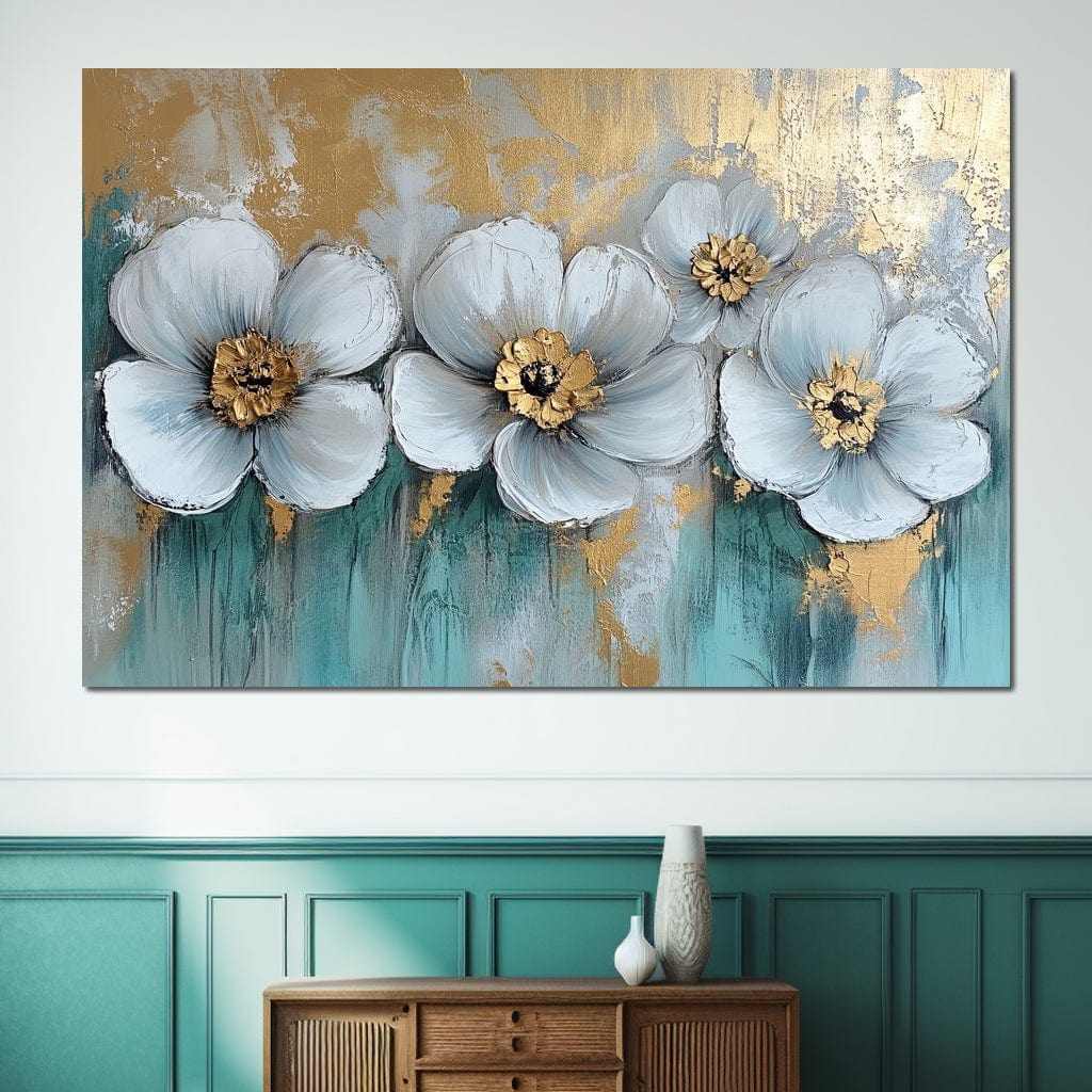 Golden Petals Dreamscape Blooms Canvas Wall Art