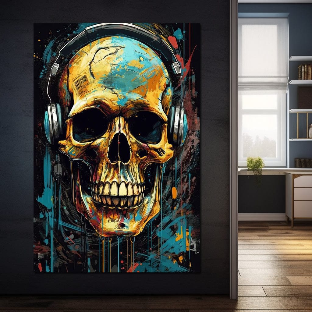 Technopunk Skull 2 Canvas Wall Art