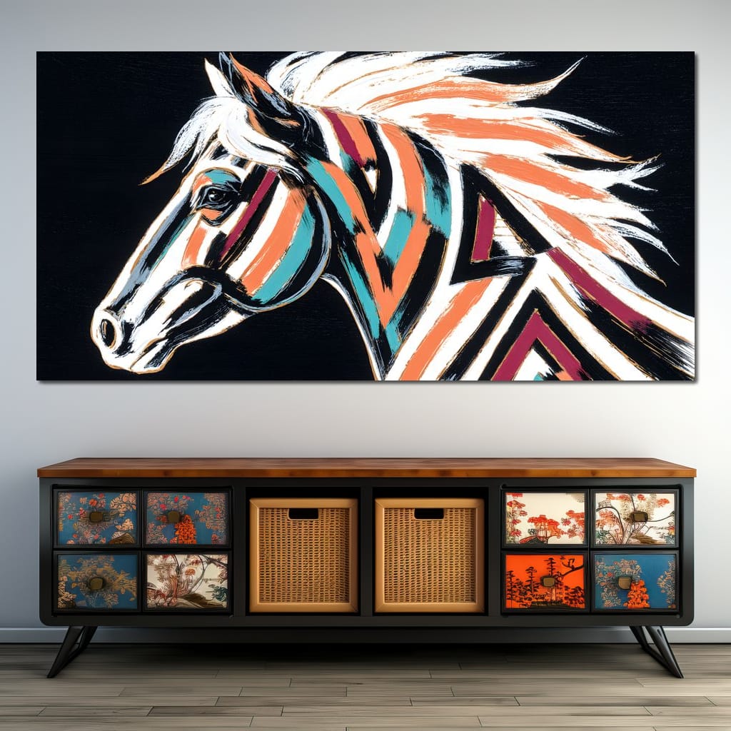 Prismatic Stallion Spirit Canvas Wall Art
