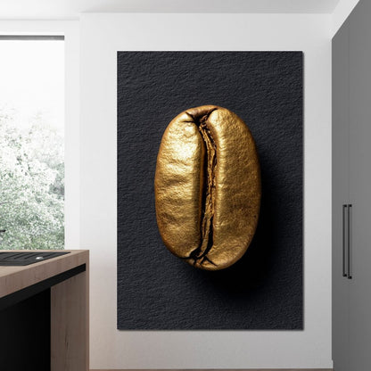 Golden Coffee Bean Minimalism Canvas Wall Art