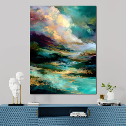 Aurora Tides of Golden Drift Canvas Wall Art