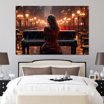 Piano Songbird Canvas Wall Art