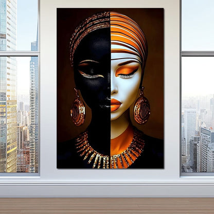 Elegant Duality Portrait Canvas Wall Art