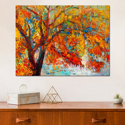 Red & Yellow Autumn Tree Canvas Wall Art