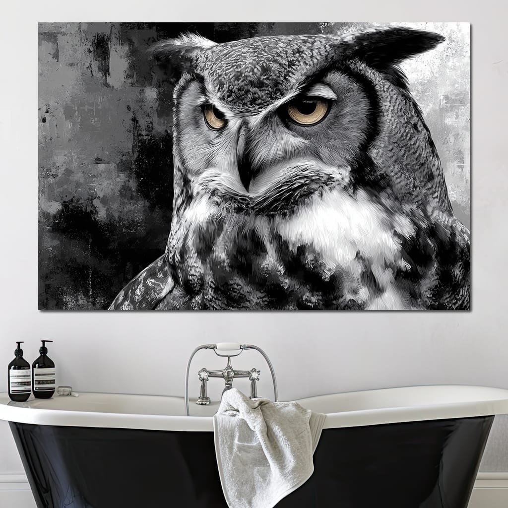 Noir Owl Golden Eyes Portrait Canvas Wall Art
