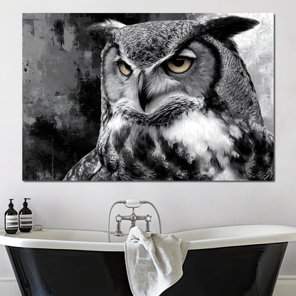 Noir Owl Golden Eyes Portrait Canvas Wall Art