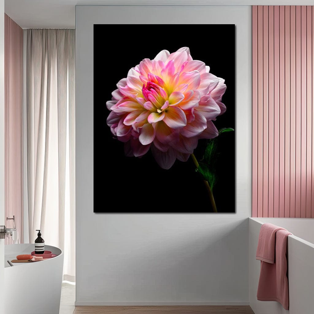 Radiant Dahlia Petals Macro Glow Canvas Wall Art