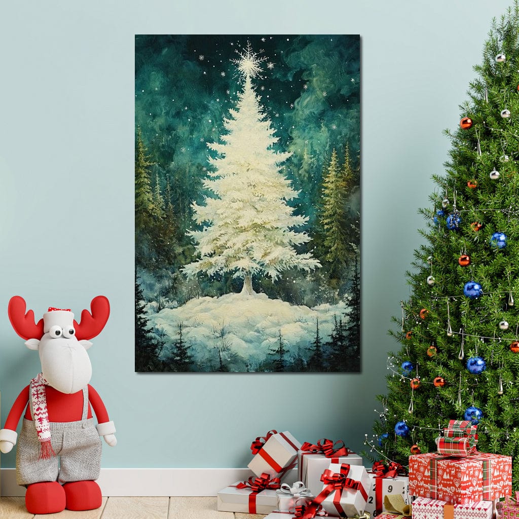 Enchanted Christmas Tree Radiance Canvas Wall Art