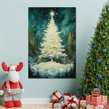 Enchanted Christmas Tree Radiance Canvas Wall Art
