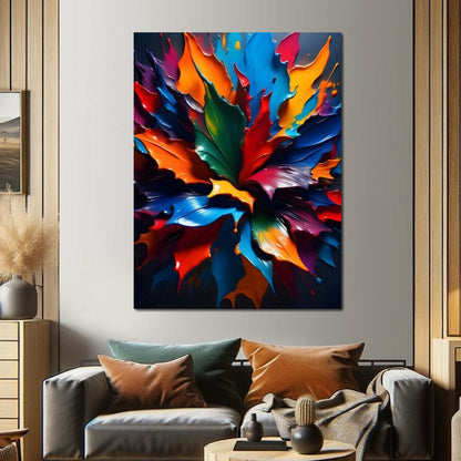 Paint Splatter Flower Canvas Wall Art