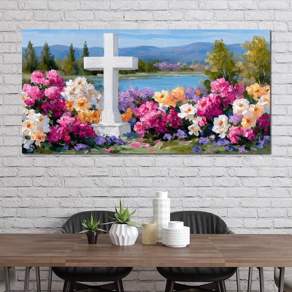 Garden Reverie by the Lake Canvas Wall Art