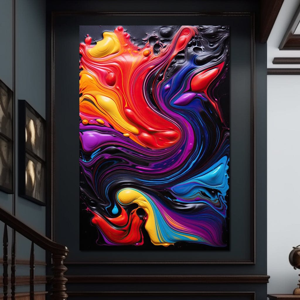 Twilight Abyss Energetic Pour Canvas Wall Art