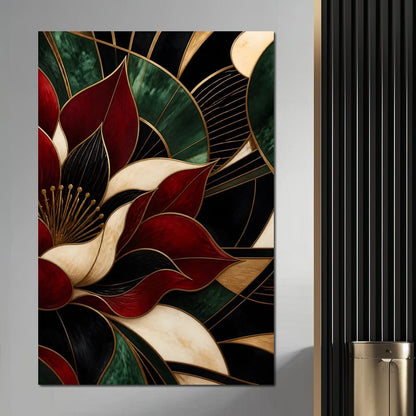 Gilded Petal Geometry Canvas Wall Art
