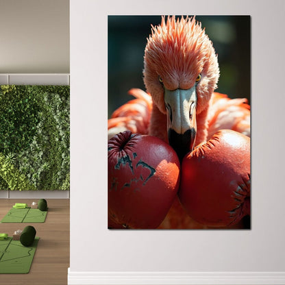 Flamingo Pugilist Canvas Wall Art