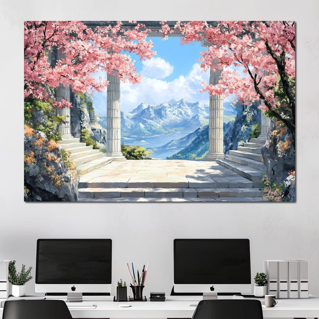 Mountain Blossom Panorama Canvas Wall Art