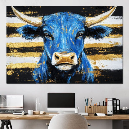 Bull Cobalt Resilience Canvas Wall Art