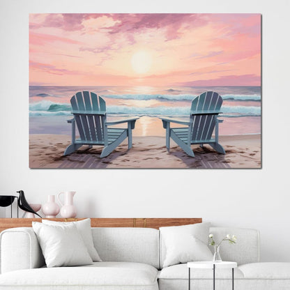 Vacation Beach Chairs Canvas Wall Art