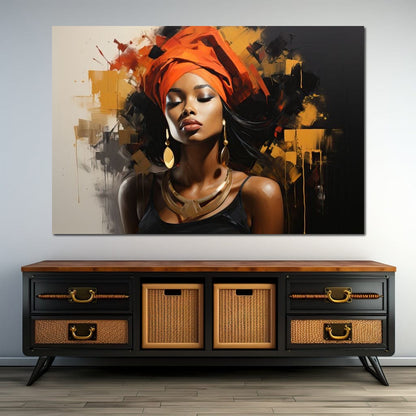 Black Gold Fashion Portrait Canvas Wall Art
