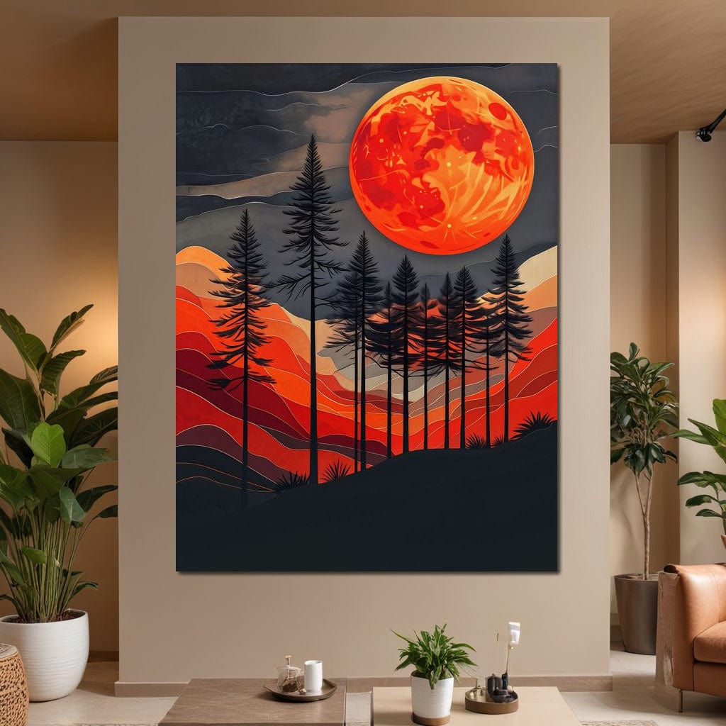 Blood Moon Forest Canvas Wall Art