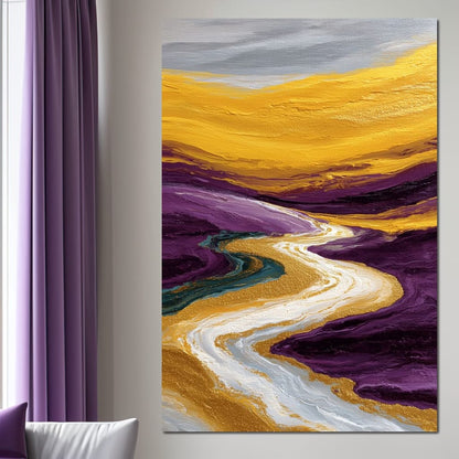 Golden River Through Violet Dunes Canvas Wall Art