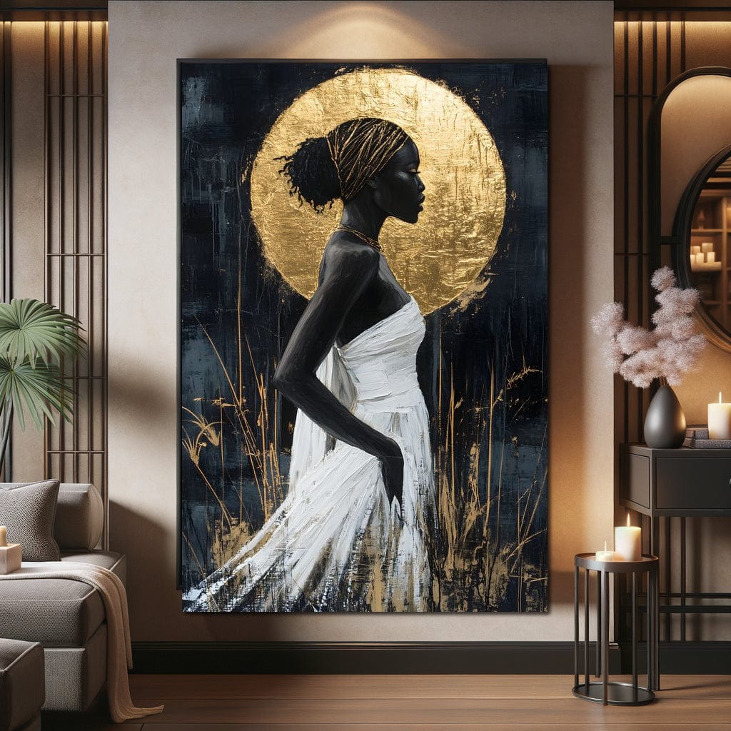 Golden Halo Grace Silhouette Canvas Wall Art
