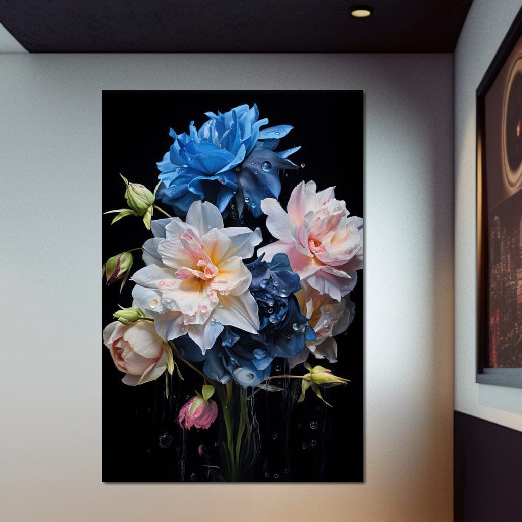 Midnight Flower Symphony Canvas Wall Art