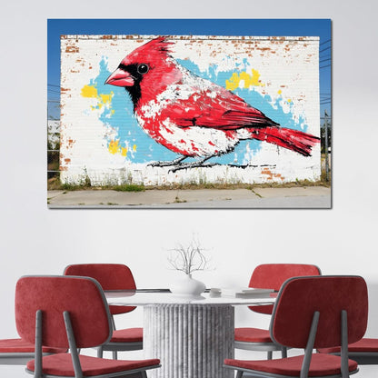 Street Art - Cardinal Mural Canvas Wall Art