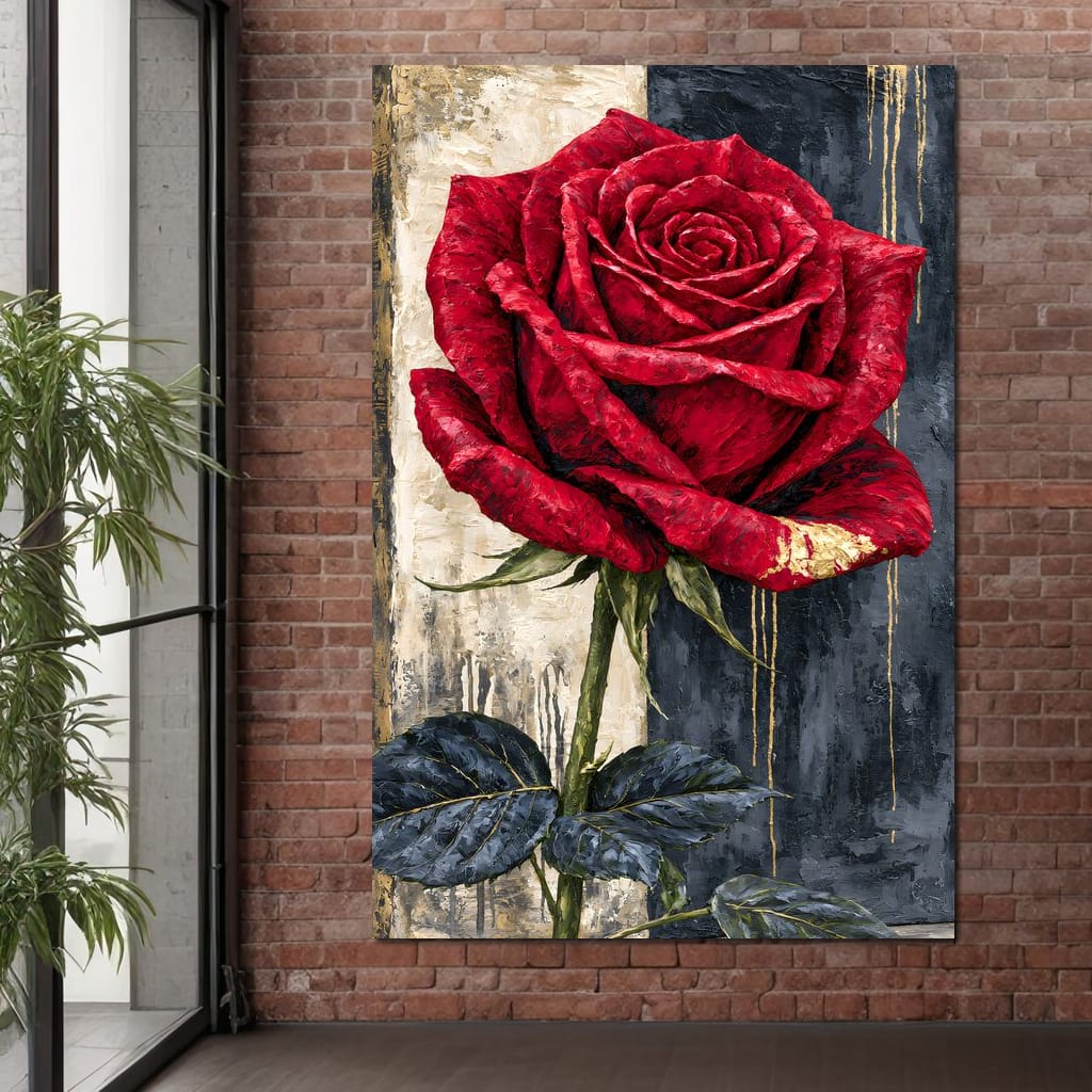 Gilded Petals On Divided Ground Canvas Wall Art