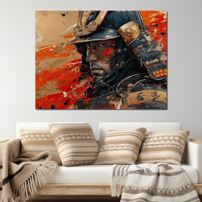 Samurai Solitude in Battle Canvas Wall Art