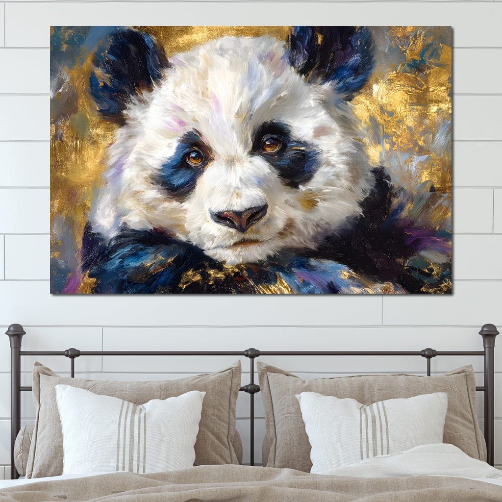 Golden Panda Daydream Portrait Canvas Wall Art