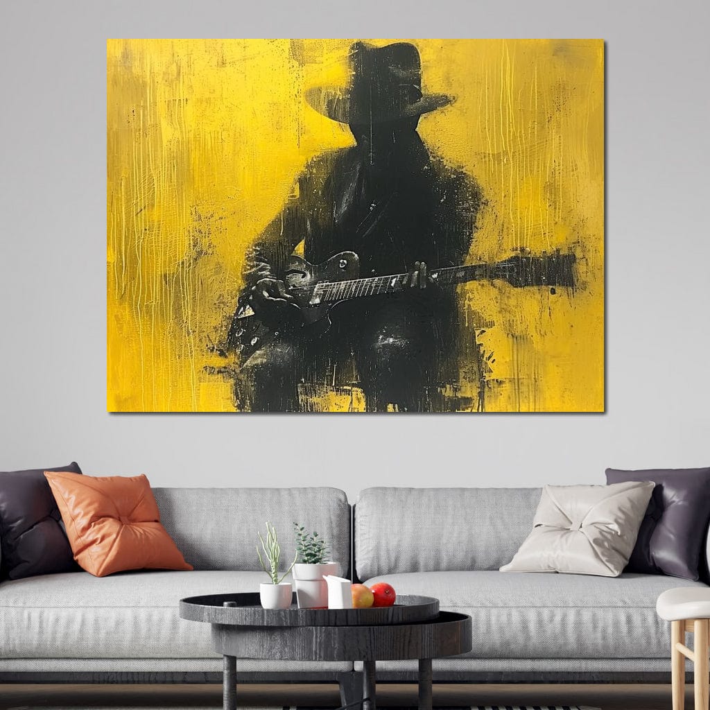 Golden Melody Silhouette Canvas Wall Art