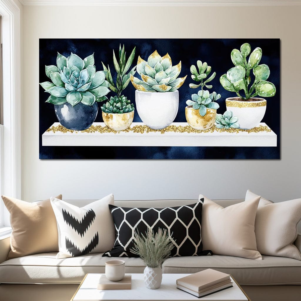 Succulent Symphony in Green Canvas Wall Art