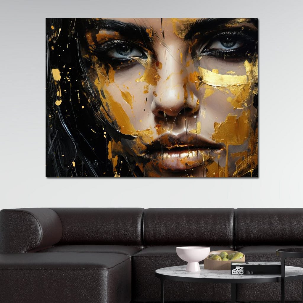 Black Gold Urban Graffiti Canvas Wall Art